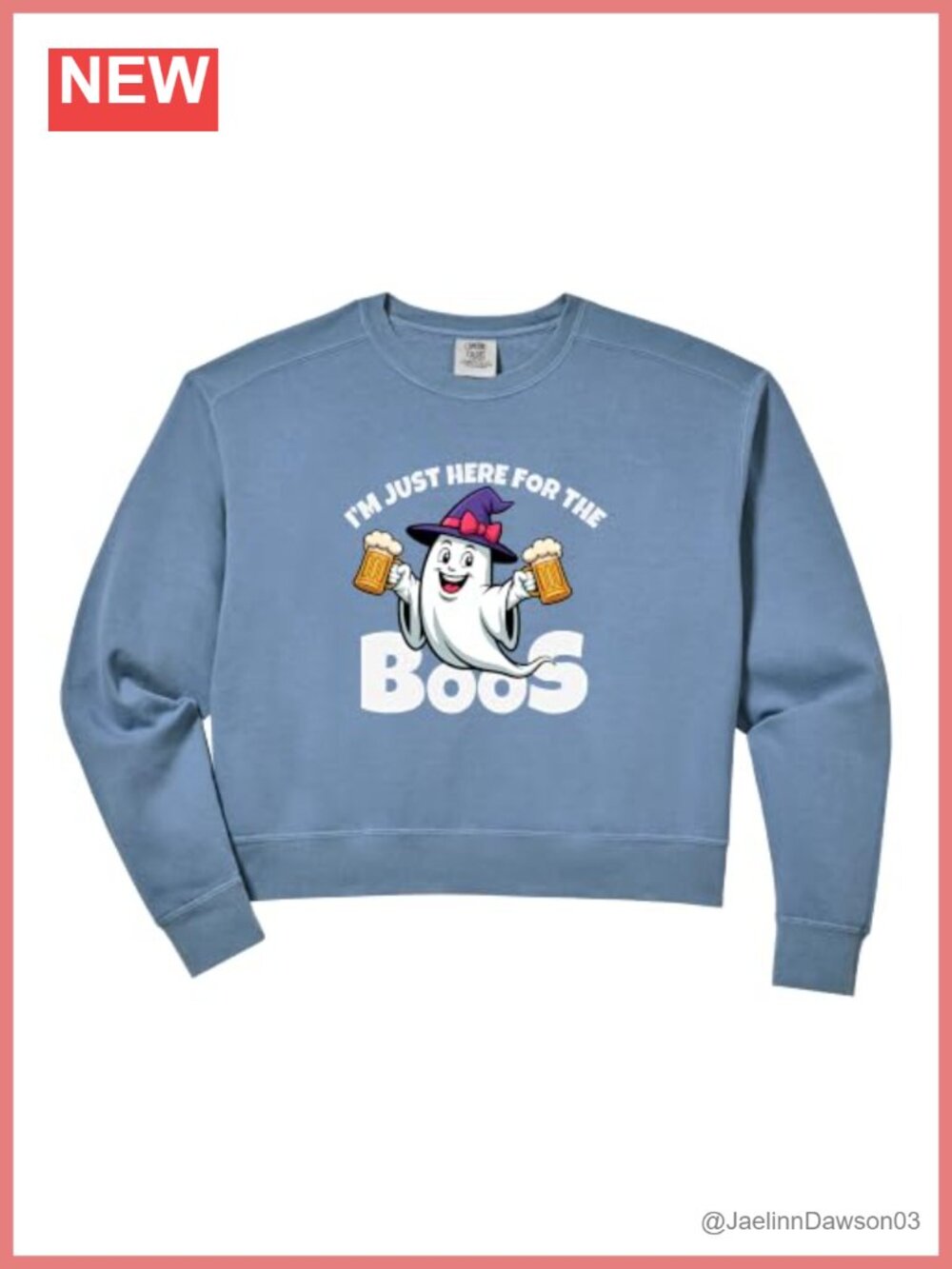 Womens I'm Just Here for the Boos Ghost Crop Sweatshirt Halloween